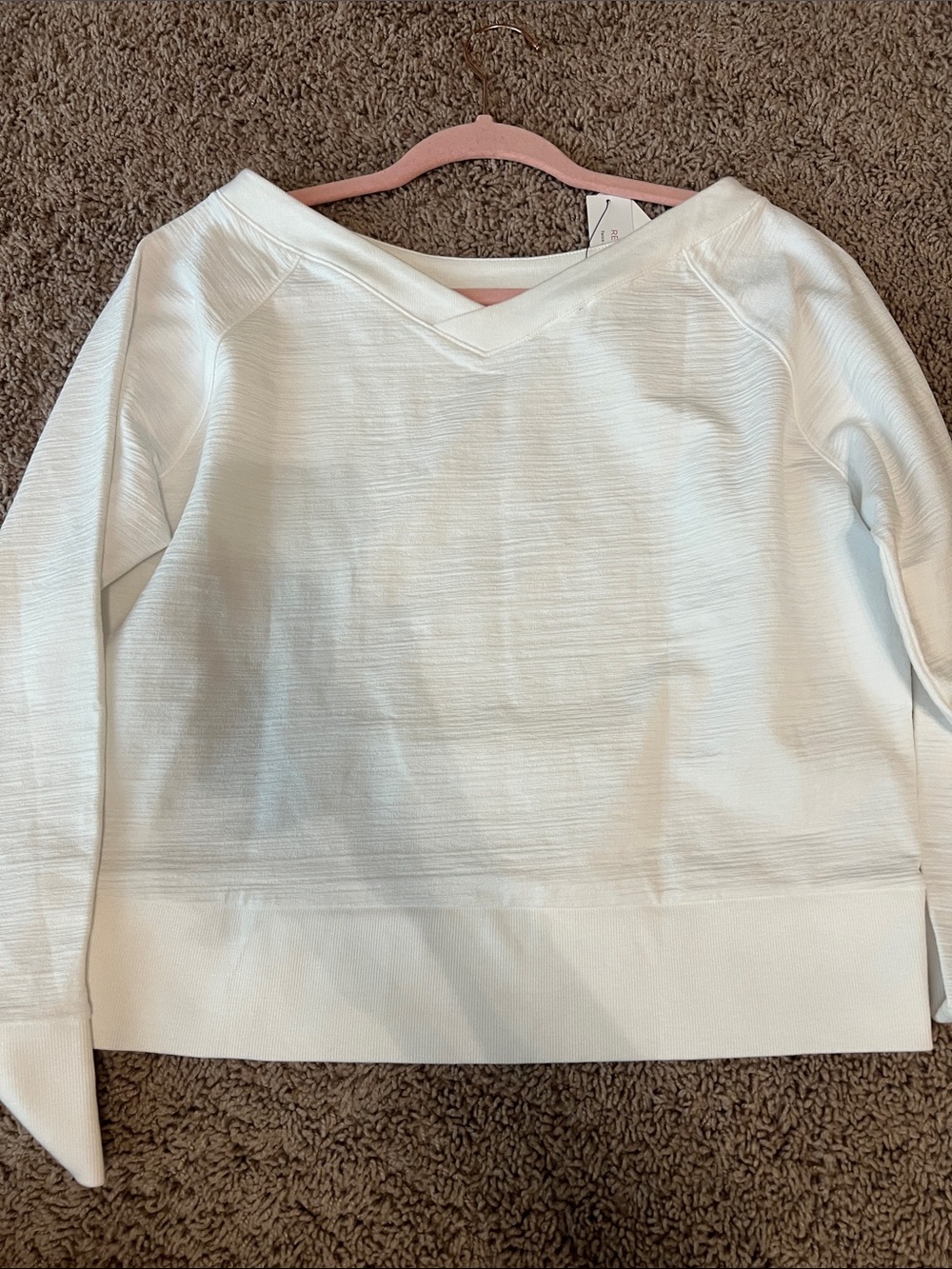T by Talbots Cozy Crush Two Way White Pullover Top Size S - Picture 3 of 5